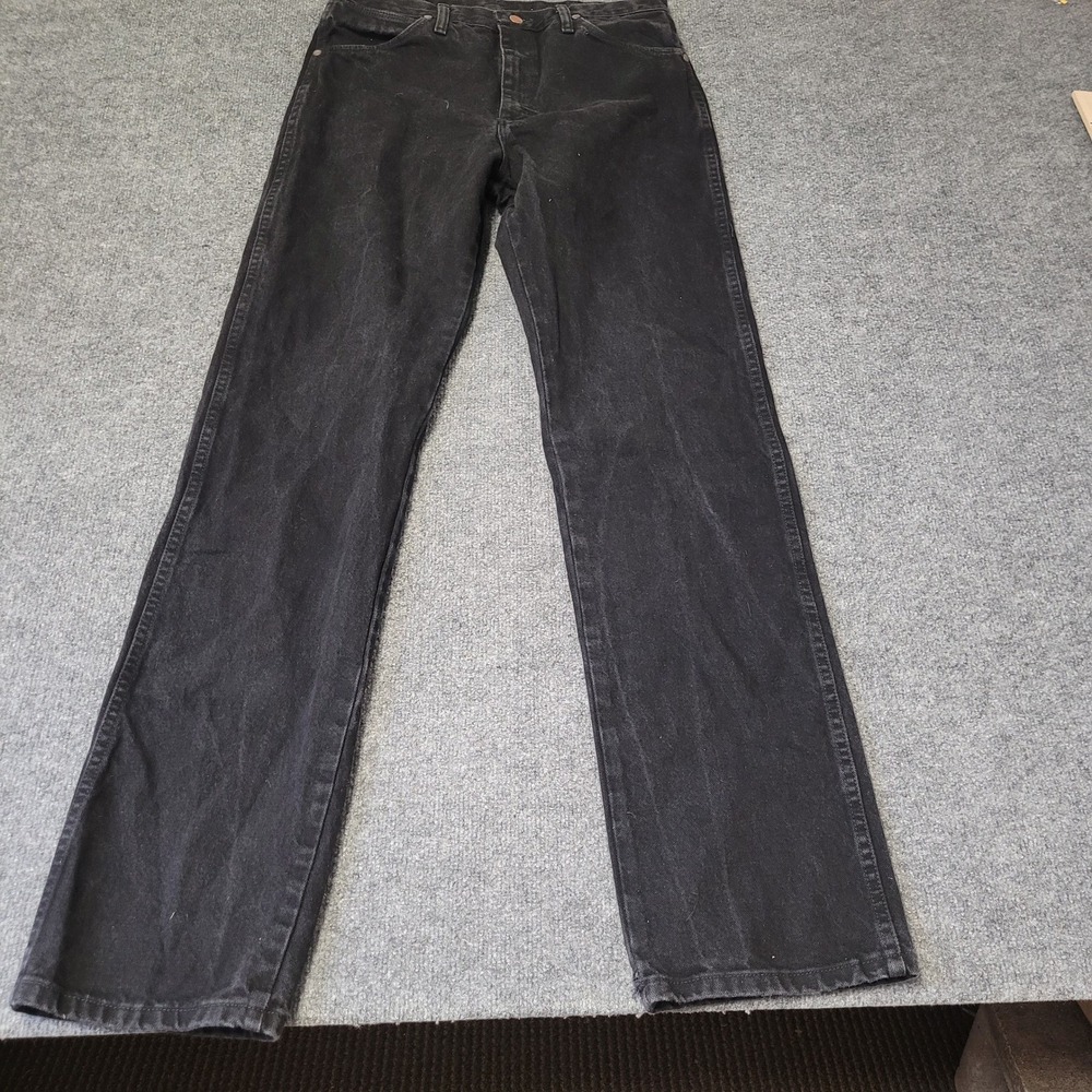 Wrangler Jeans Mens Size 33x36 Black Cowboy Cut Regular Fit Denim